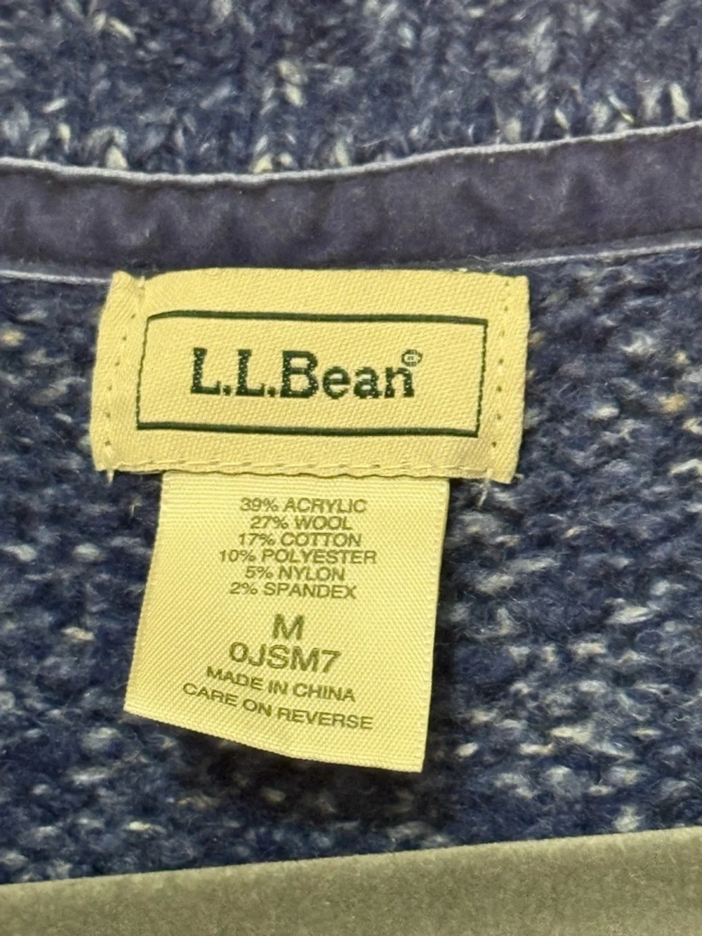 LL Bean Marled Wool Blend Button Shawl Collar Cable Knit Sweater Womens Size M‎